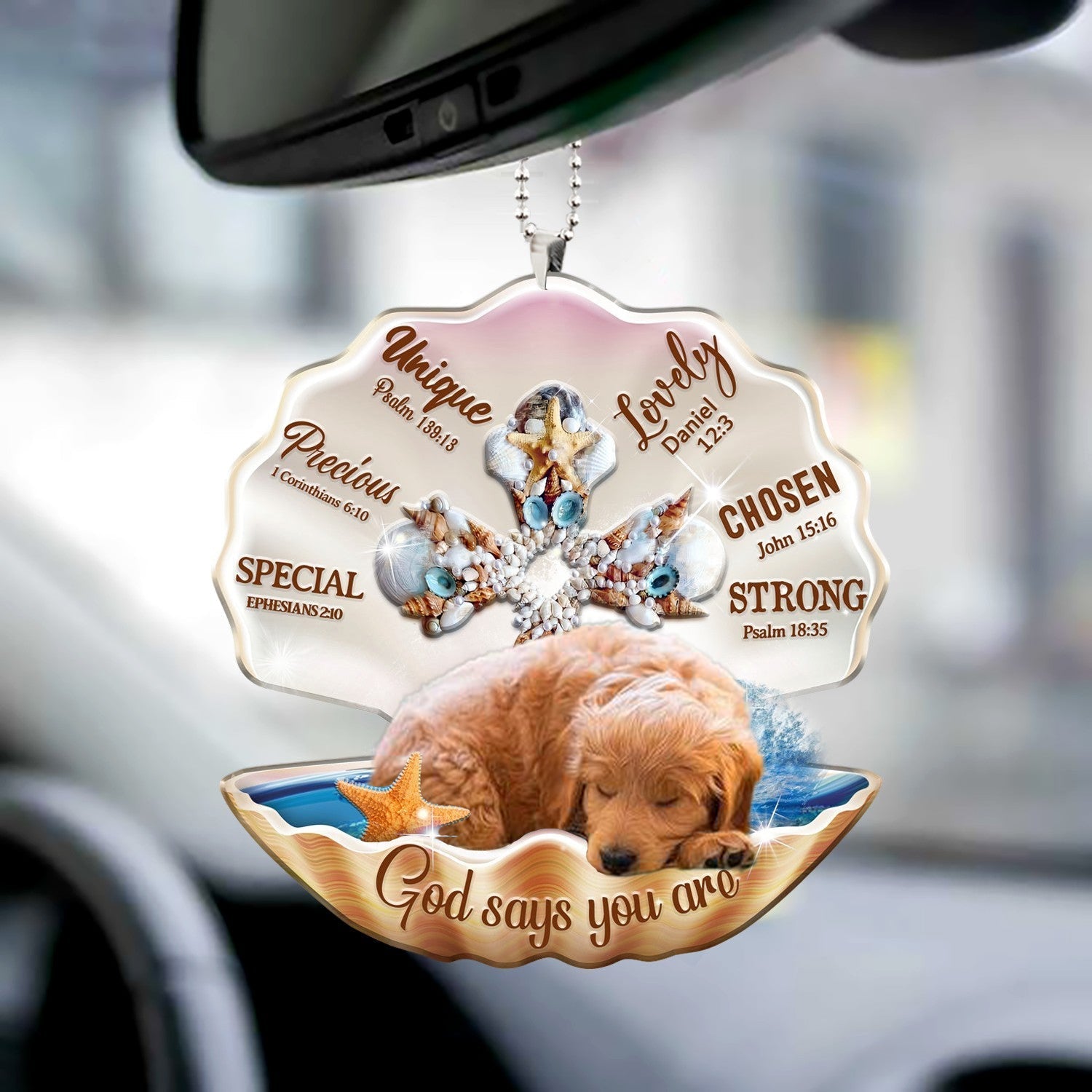 Goldendoodle-You Are Cross In Seashell-Two sides ornament