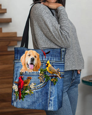 Golden retriever-Cardinal & Dog Cloth Tote Bag