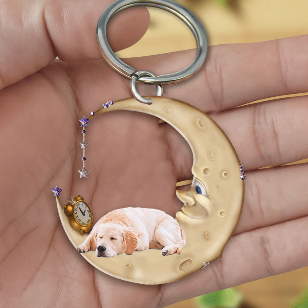 Golden retriever-Sleeping on the moon Keychain