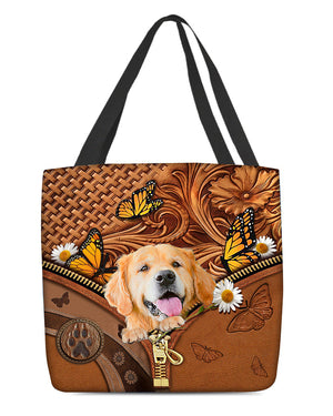 Golden retriever Butterfly Daisy Cloth Tote Bag