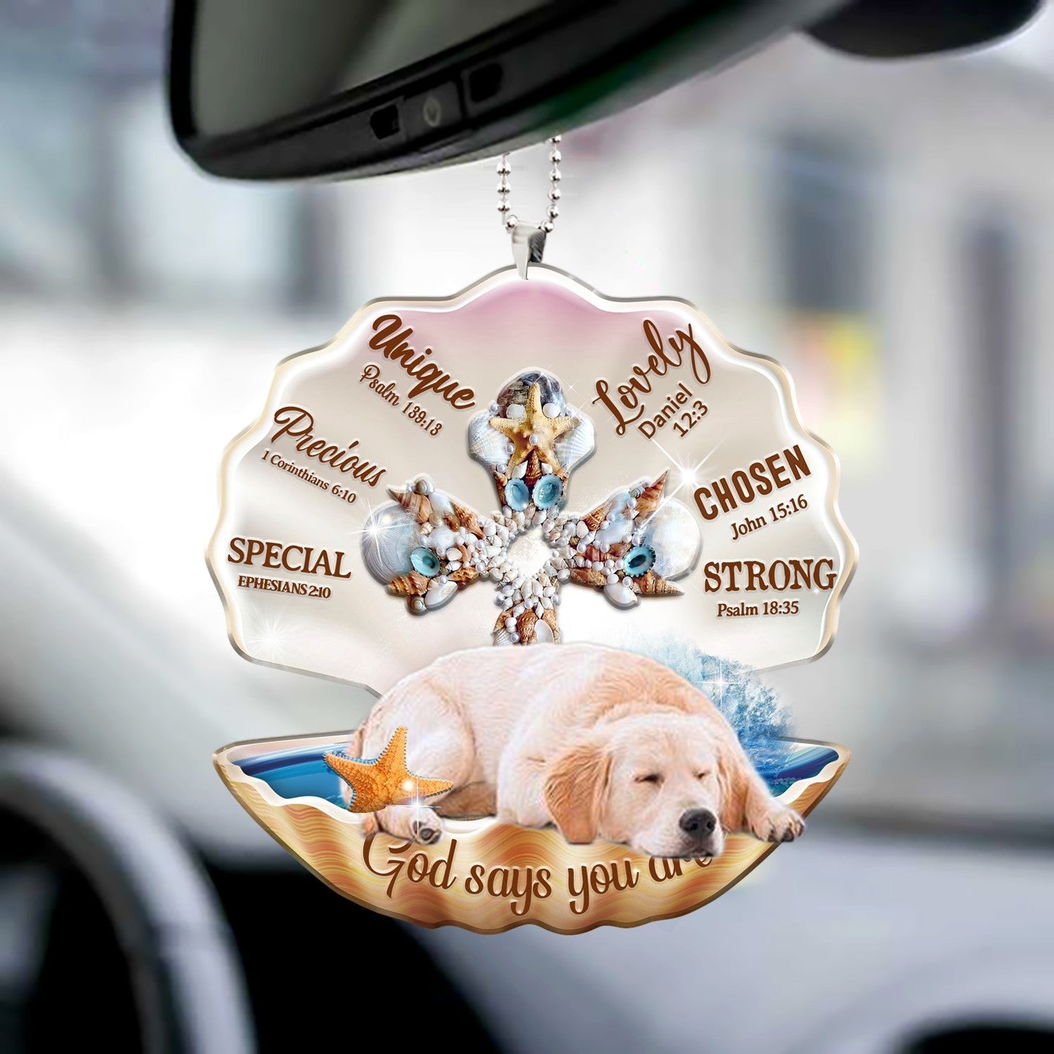 Golden retriever-You Are Cross In Seashell-Two sides ornament