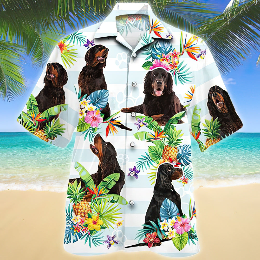 Gordon Setter Tropical Flower Hawaiian Shirt