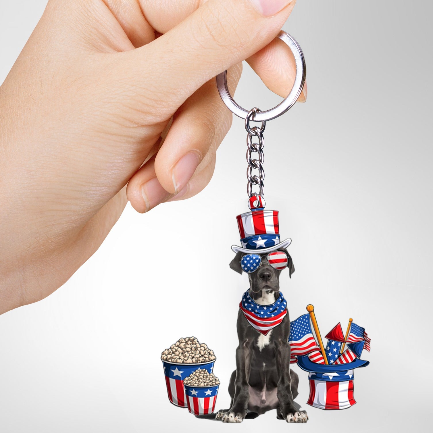 Great Dane 1-July Stuff Flat Acrylic Keychain