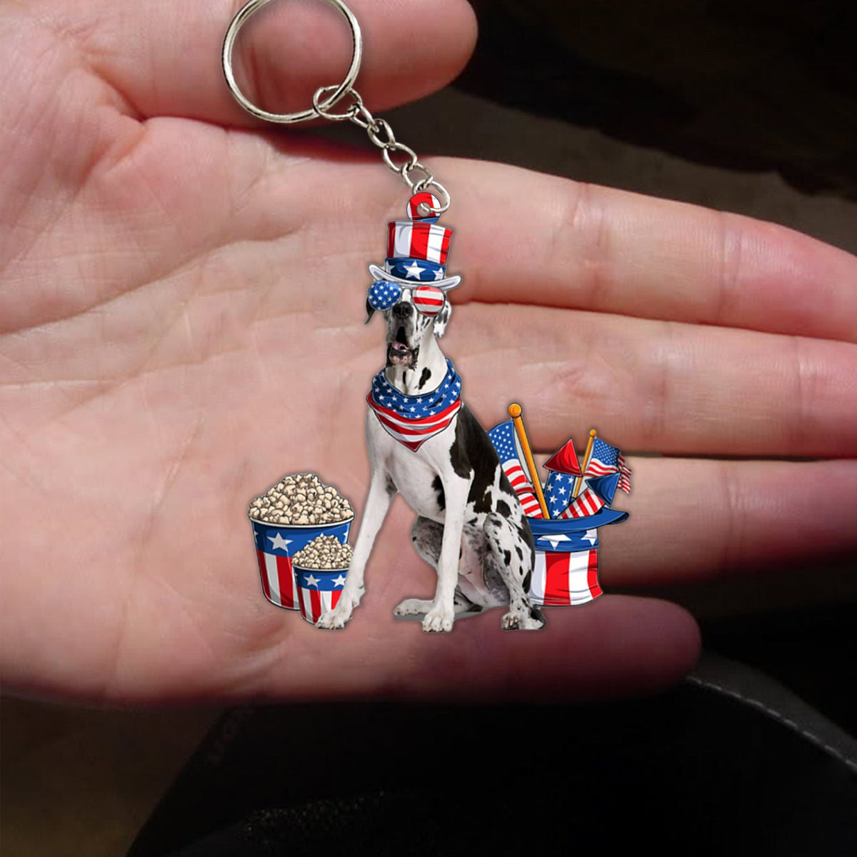 Great Dane 2-July Stuff Flat Acrylic Keychain