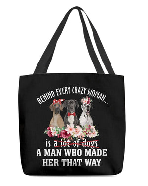 Great Dane-Crazy Woman Cloth Tote Bag