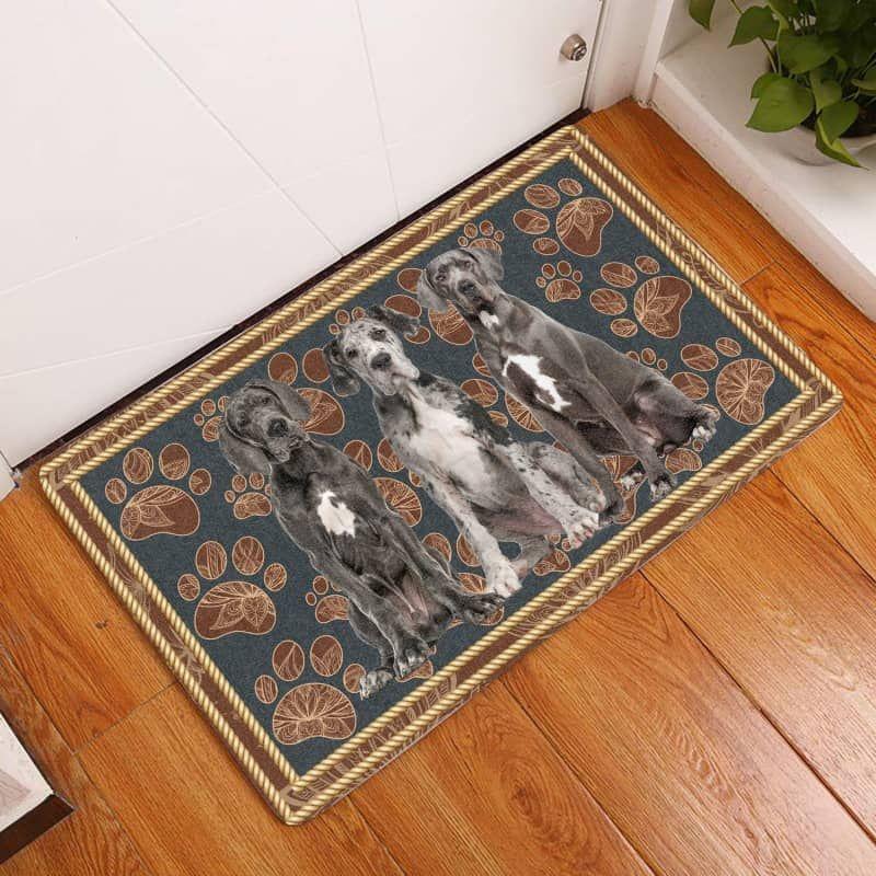 Great Dane-Flower Paw Doormat