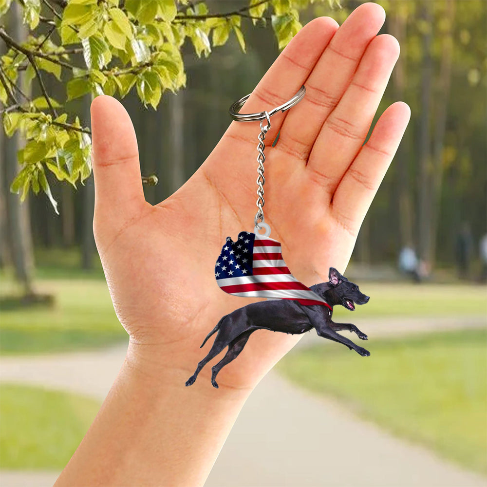 Great Dane-Happy Independence Day Flat Acrylic Keychain