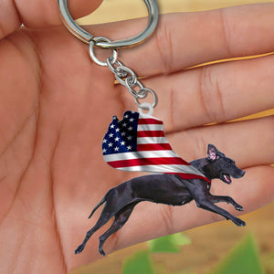 Great Dane-Happy Independence Day Flat Acrylic Keychain