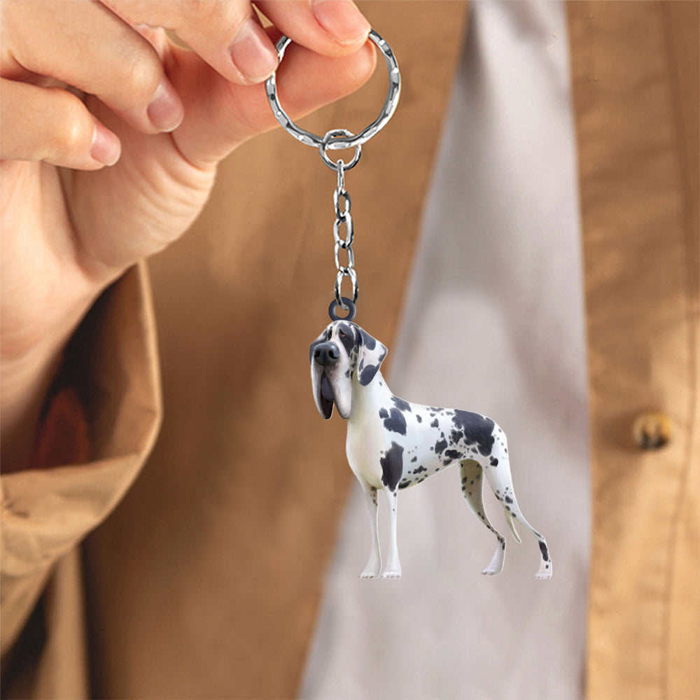 Great Dane-Look at me flat Acrylic Keychain