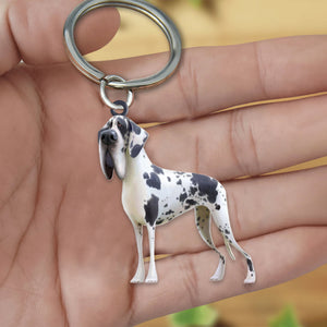 Great Dane-Look at me flat Acrylic Keychain