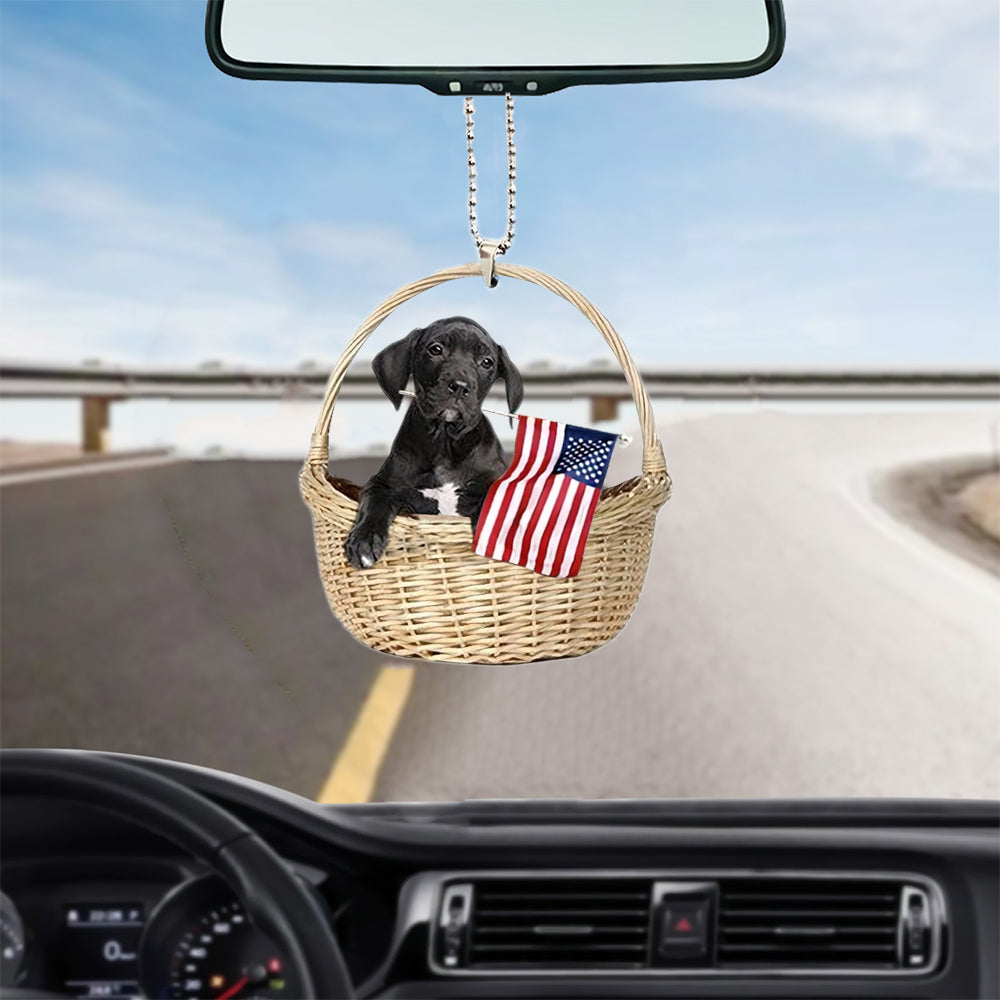 Great Dane-With American Flag Two Sides Ornament