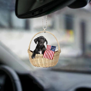 Great Dane-With American Flag Two Sides Ornament