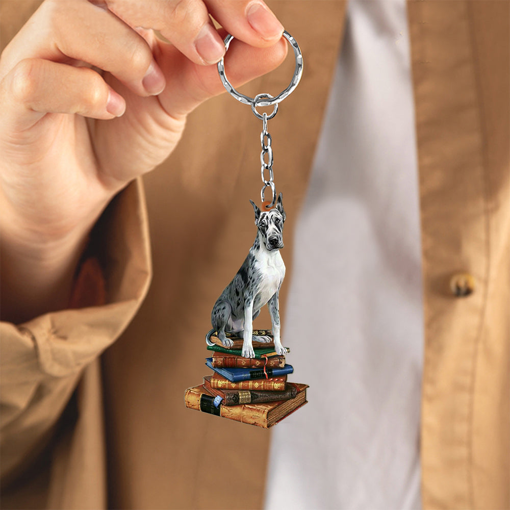Great Dane-Sit On The Book-Flat Acrylic Keychain