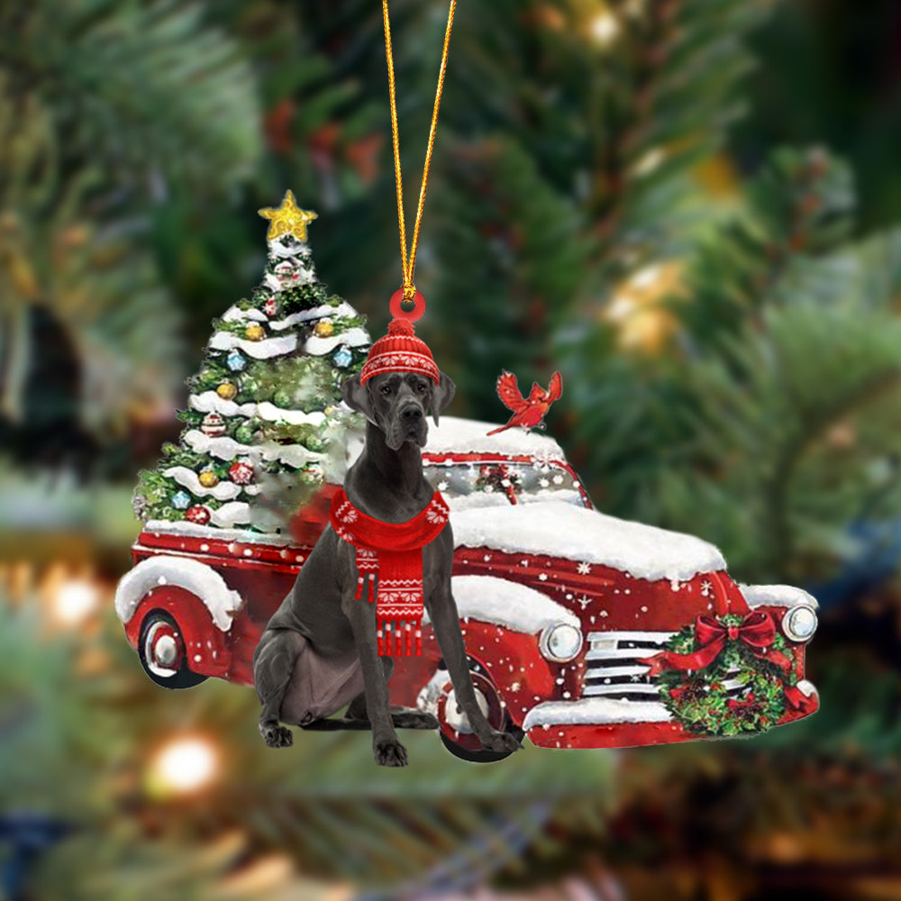 Great Dane 2-Christmas Car Two Sided Ornament