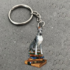 Great Dane-Sit On The Book-Flat Acrylic Keychain