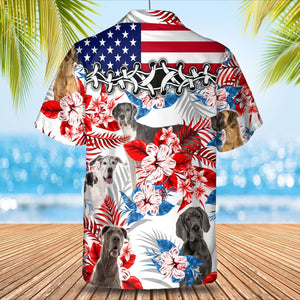 Great Dane American Flag Hawaiian Shirt