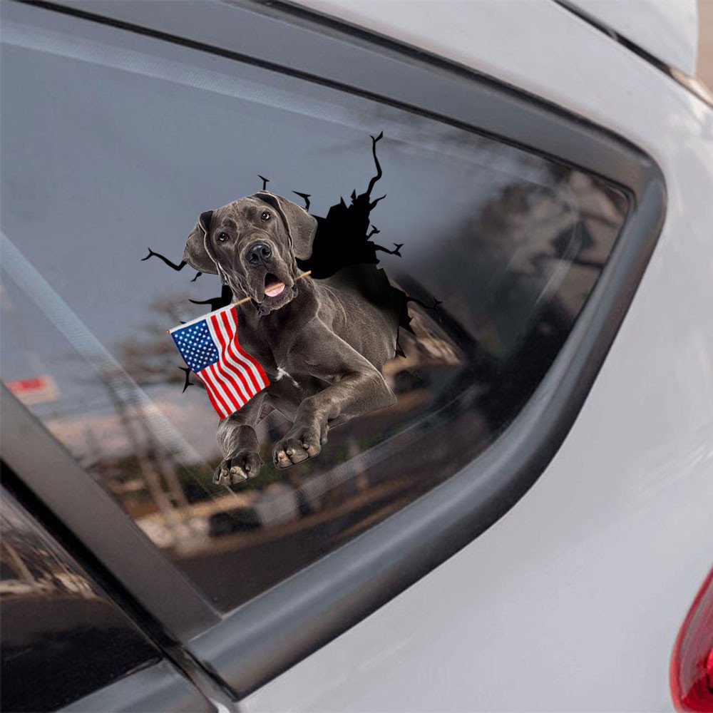 Great Dane And American Flag Independent Day Car Sticker Decal