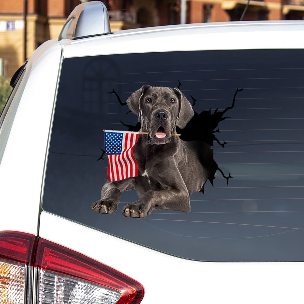 Great Dane And American Flag Independent Day Car Sticker Decal