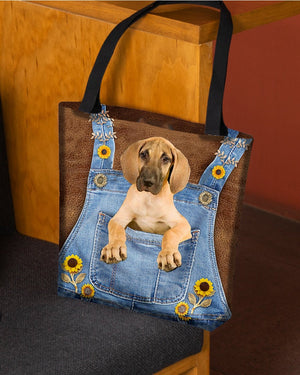 Great Dane And Sunflower-Cloth Tote Bag