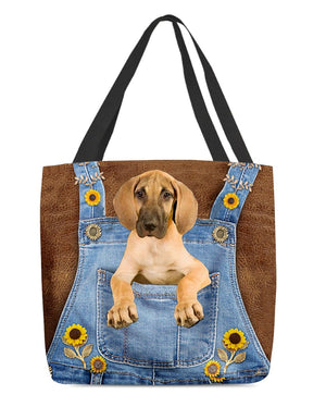 Great Dane And Sunflower-Cloth Tote Bag