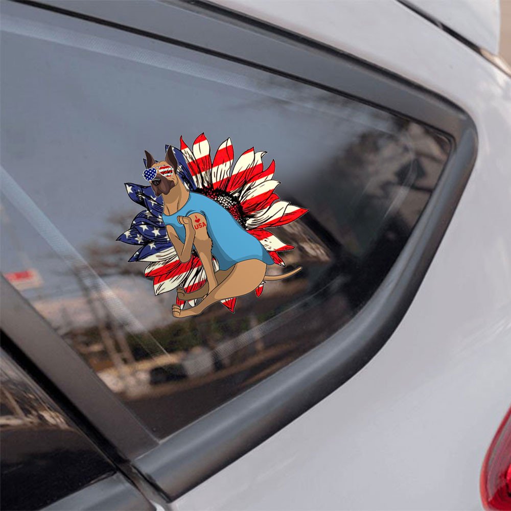 Great Dane Happy Independence Day Car Sticker