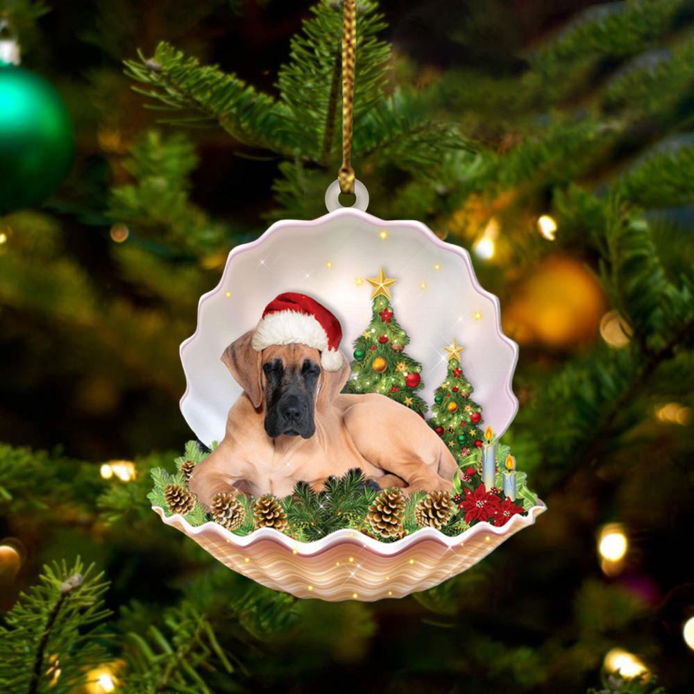 Great Dane Lie In Seashell Xmas-Two Sided Ornament