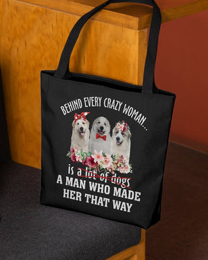 Great Pyrenees-Crazy Woman Cloth Tote Bag