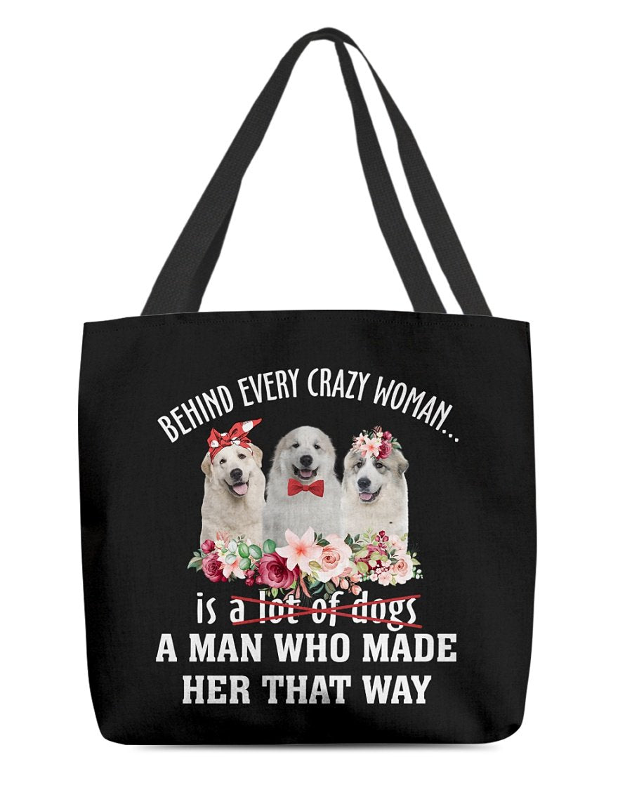 Great Pyrenees-Crazy Woman Cloth Tote Bag
