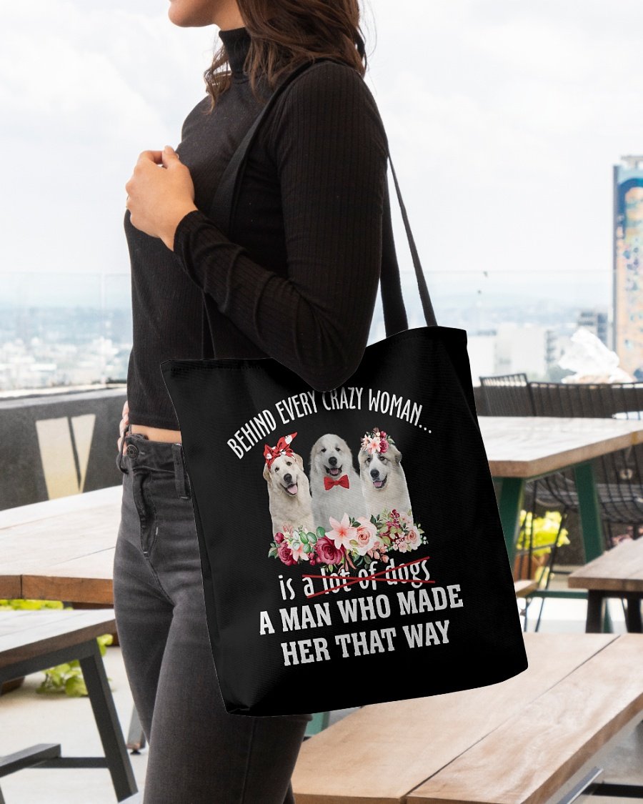 Great Pyrenees-Crazy Woman Cloth Tote Bag