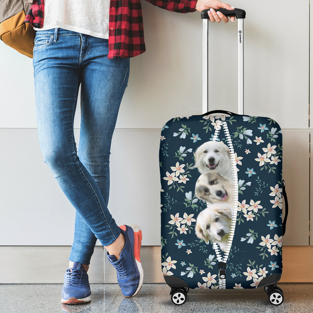 Great Pyrenees-Flowers-Luggage covers