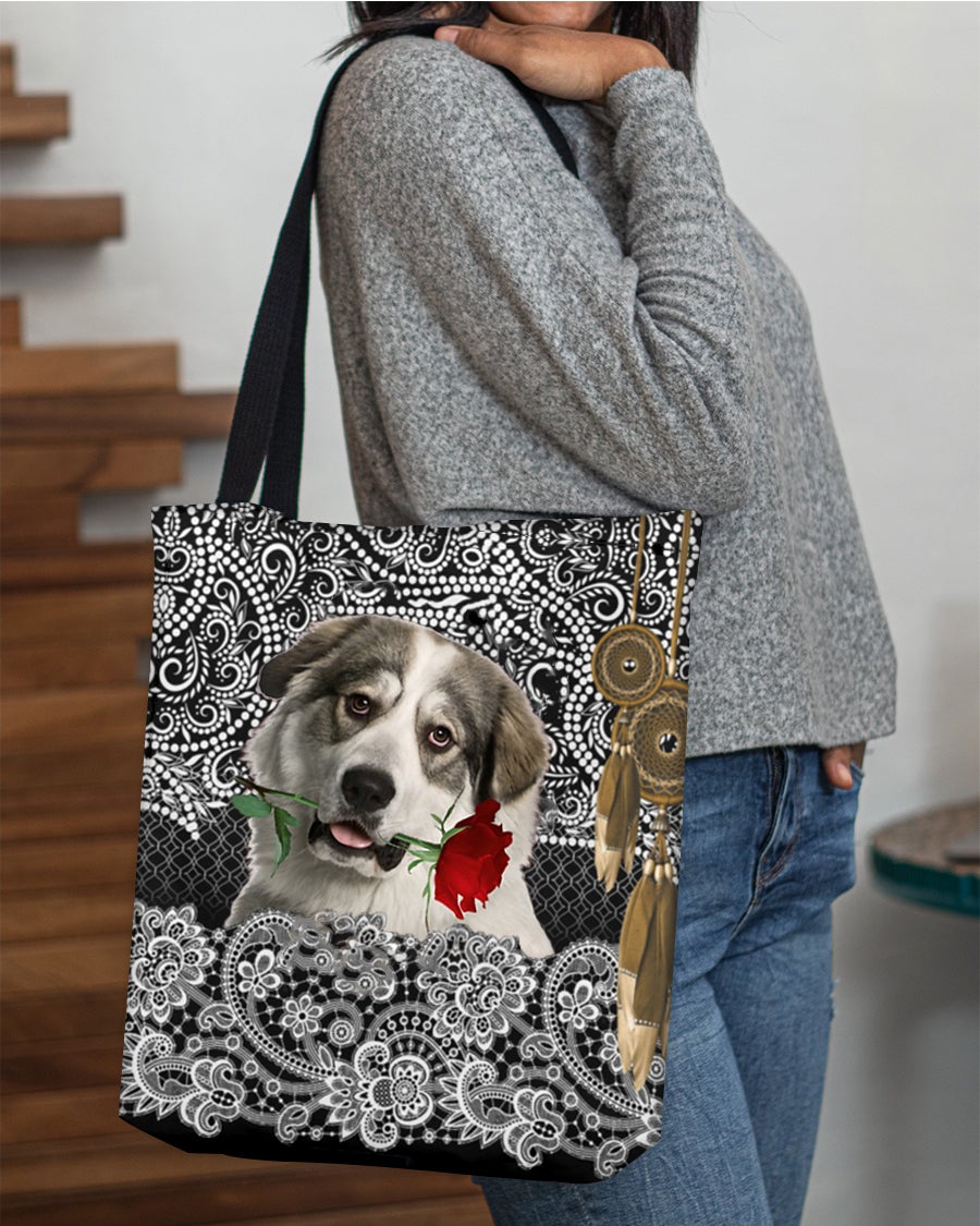 Great Pyrenees-Rose Cloth Tote Bag