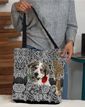 Great Pyrenees-Rose Cloth Tote Bag