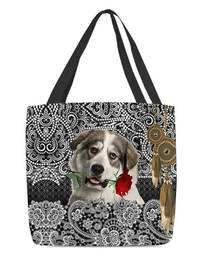 Great Pyrenees-Rose Cloth Tote Bag