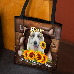 Great Pyrenees-Sunflower&Dog Mom Cloth Tote Bag