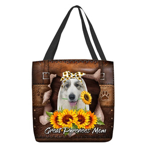 Great Pyrenees-Sunflower&Dog Mom Cloth Tote Bag