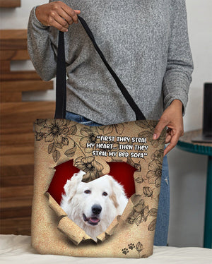 Great Pyrenees -Torn Cloth Tote Bag