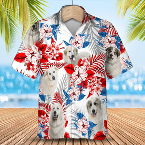 Great Pyrenees American Flag Hawaiian Shirt