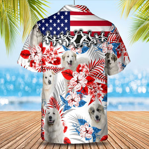 Great Pyrenees American Flag Hawaiian Shirt