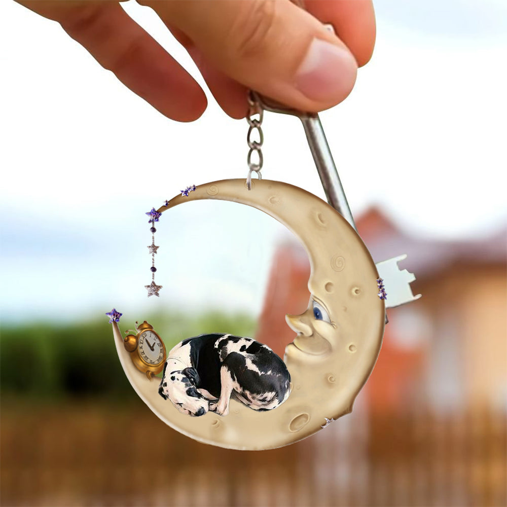 Great dane-Sleeping on the moon Keychain