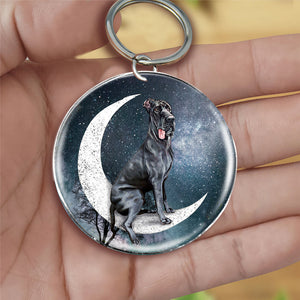 Great Dane-Stars and Moon-Round Resin Epoxy Metal Keychain