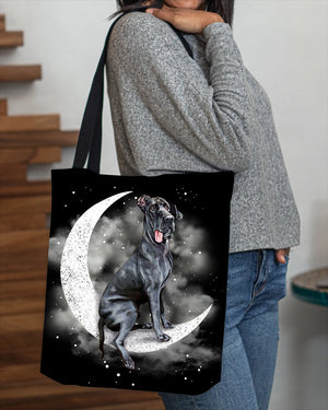 Great Dane Sit On The Moon Sit On The Moon With Starts-Cloth Tote Bag