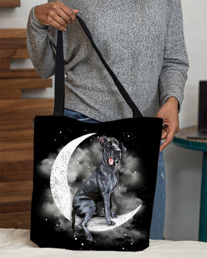 Great Dane Sit On The Moon Sit On The Moon With Starts-Cloth Tote Bag