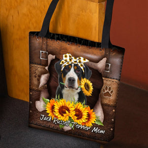 Greater Swiss Mountain-Sunflower&Dog Mom Cloth Tote Bag