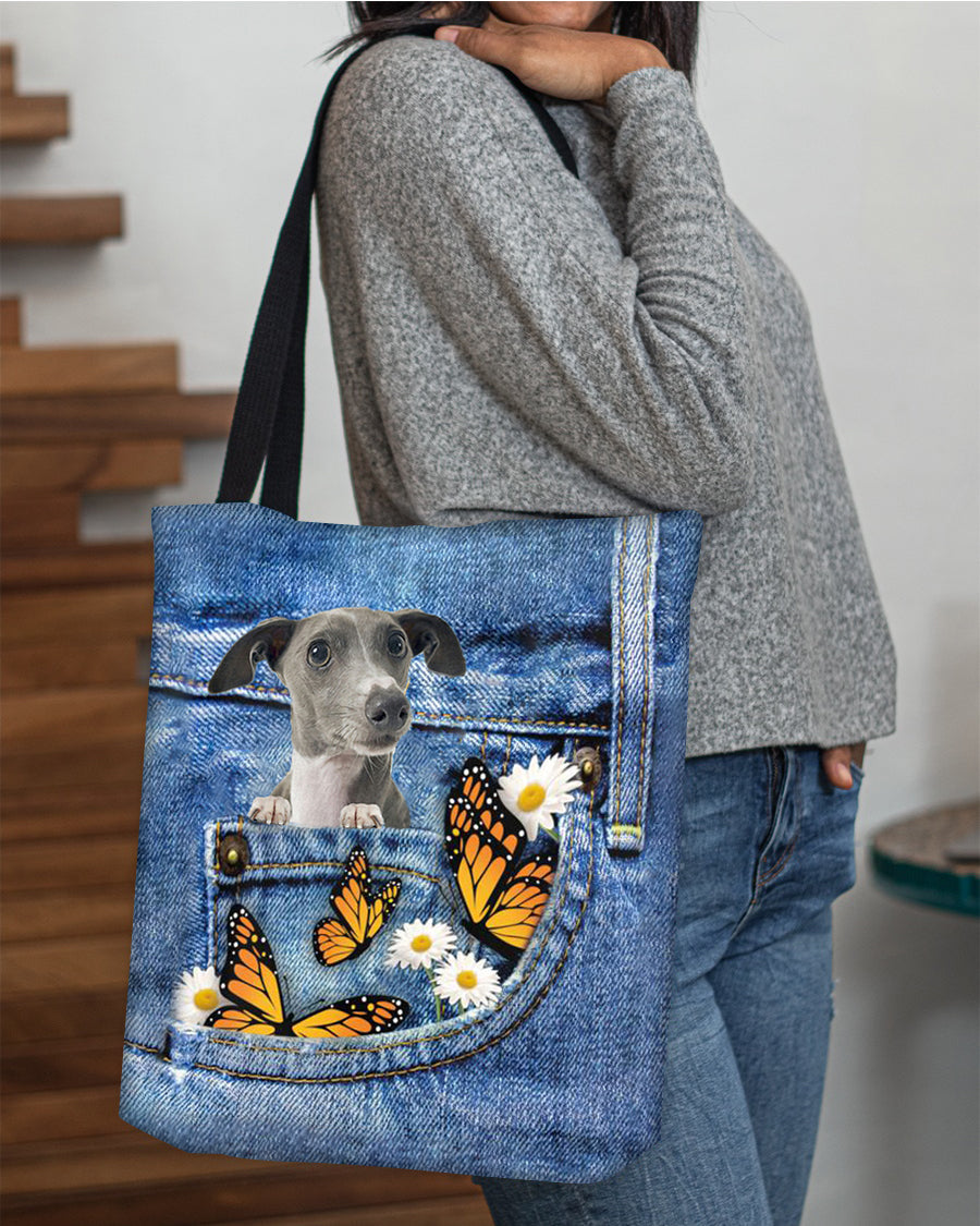 Greyhound-Butterfly Daisies Fait-CLOTH TOTE BAG