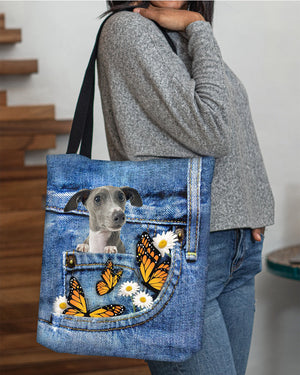 Greyhound-Butterfly Daisies Fait-CLOTH TOTE BAG