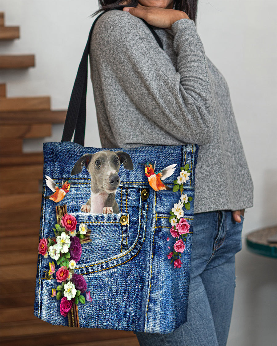 Greyhound-Cardinal & Cross Flower Cloth Tote Bag