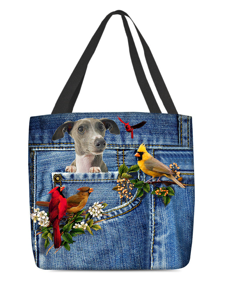 Greyhound-Cardinal & Dog Cloth Tote Bag