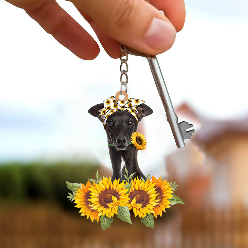 Greyhound-Dog Mom Keychain