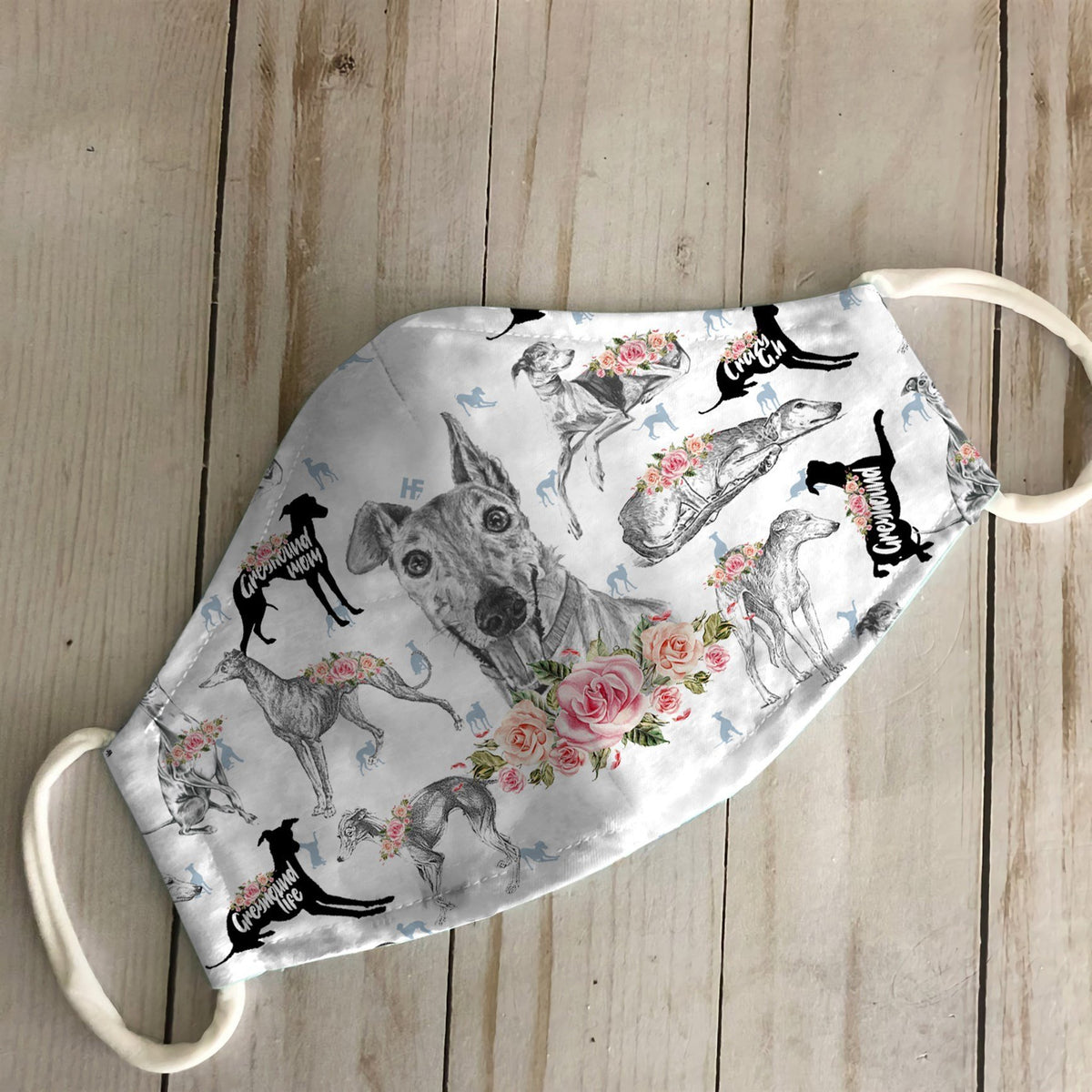 Greyhound Floral Vintage EZ07 3006 Face Mask