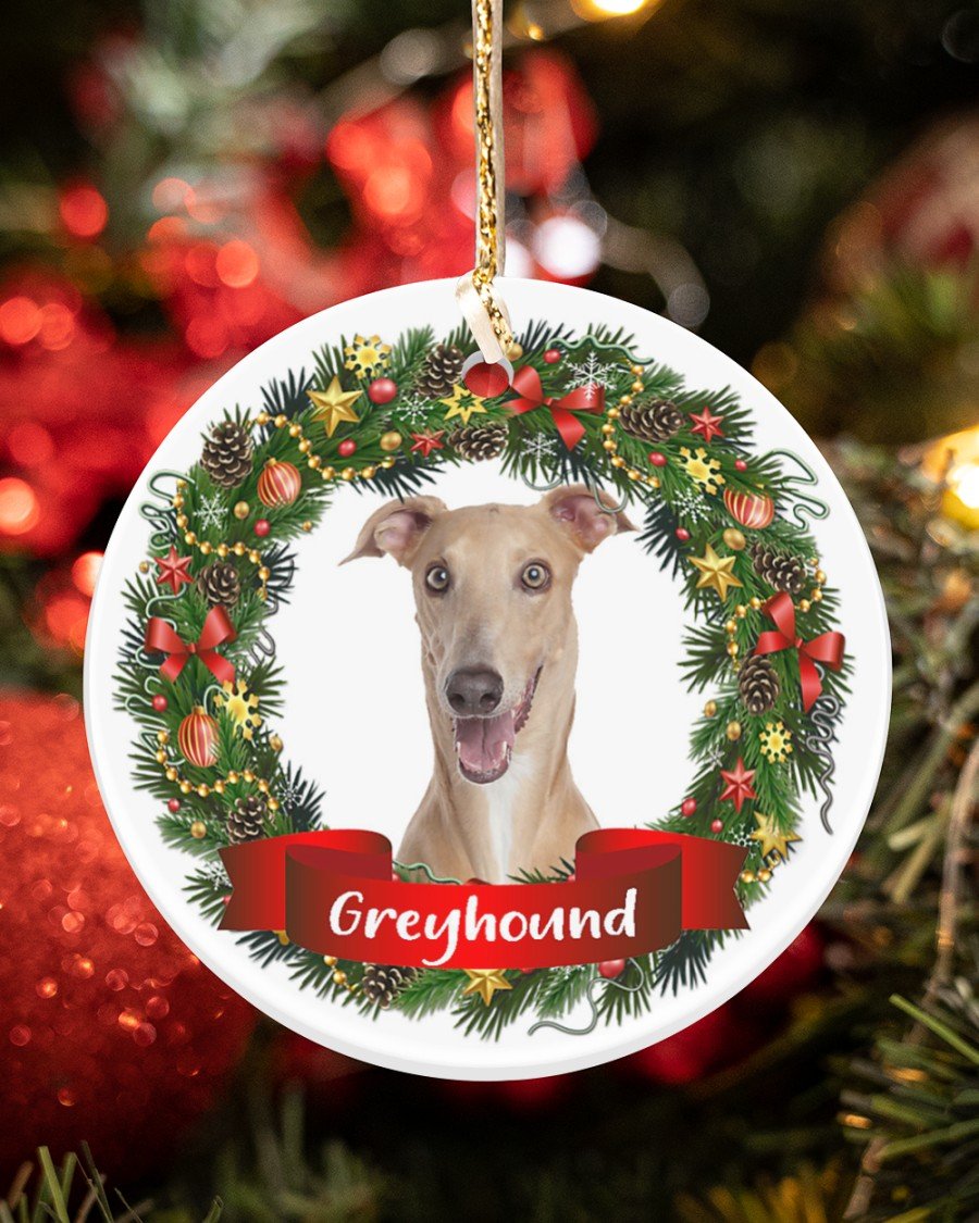 Greyhound-Noel Circle-Two Sided Ornament
